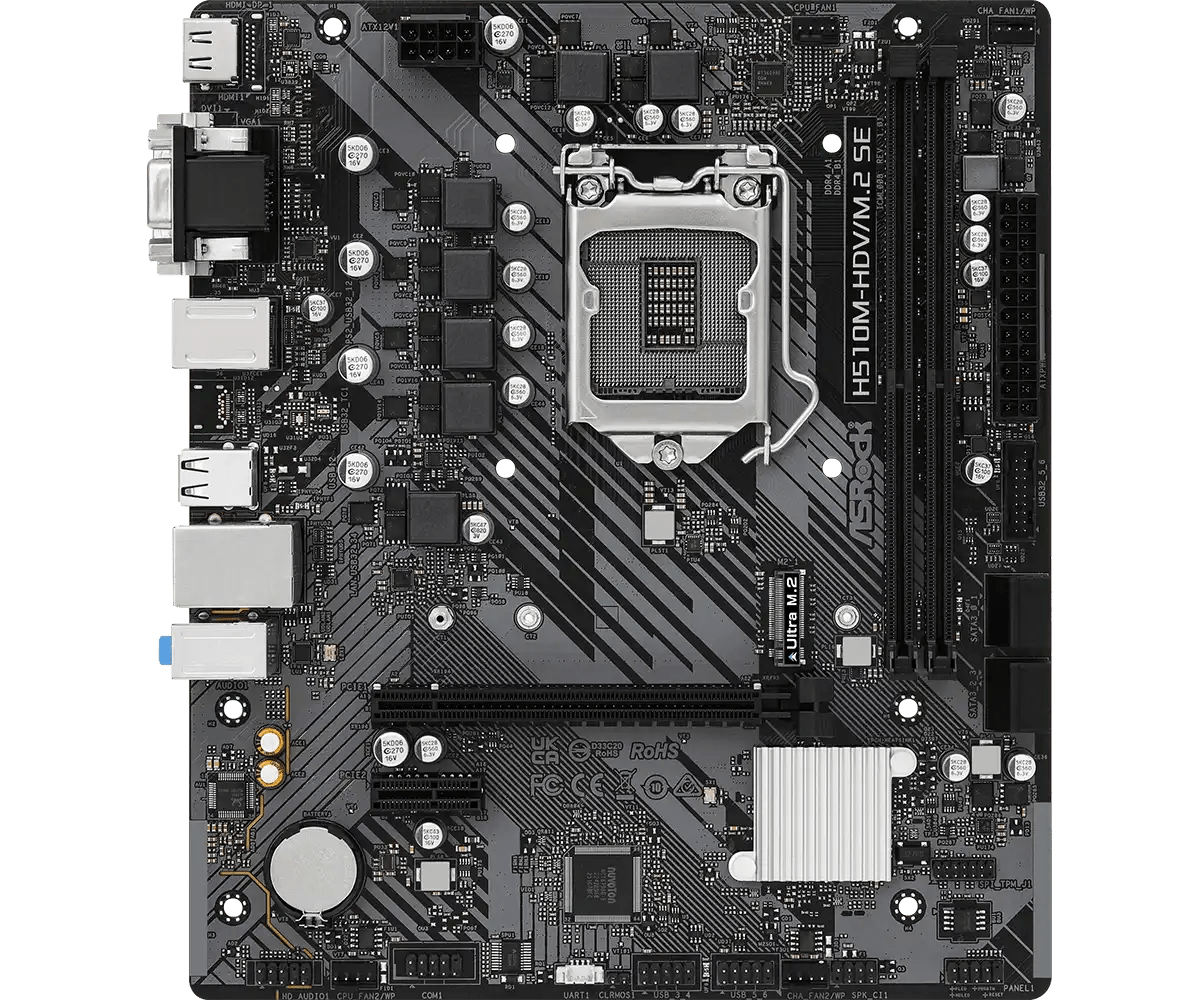 ASRock H510M - HDV/M.2 SE LGA 1700 Socket Intel Motherboard | 90 - MXBM00 - A0UAYZ - Vektra Computers LLC ASRock H510M - HDV/M.2 SE LGA 1700 Socket Intel Motherboard | 90 - MXBM00 - A0UAYZ - Vektra Computers LLC